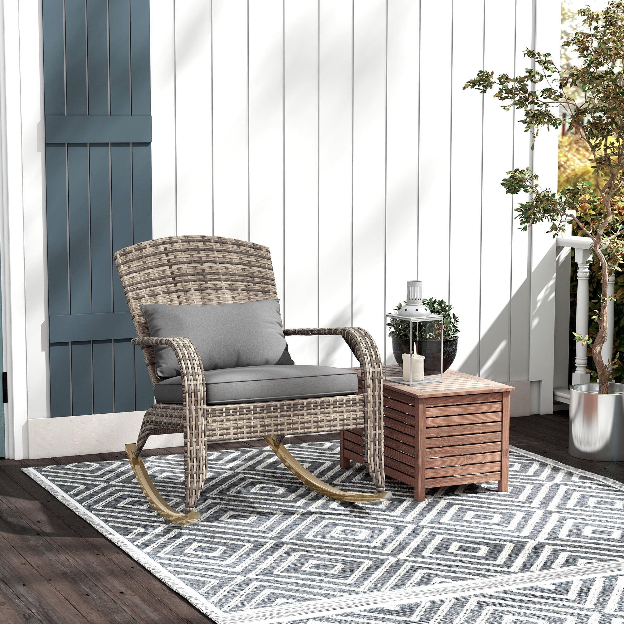 Outsunny rocking wooden patio recliner hotsell