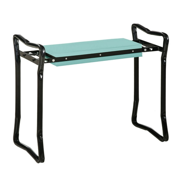 Outsunny Padded Garden Kneeler and Seat Bench,Padded Foldable Garden Stool,Green,Green Steel Garden Outdoor Patio Patio Seating