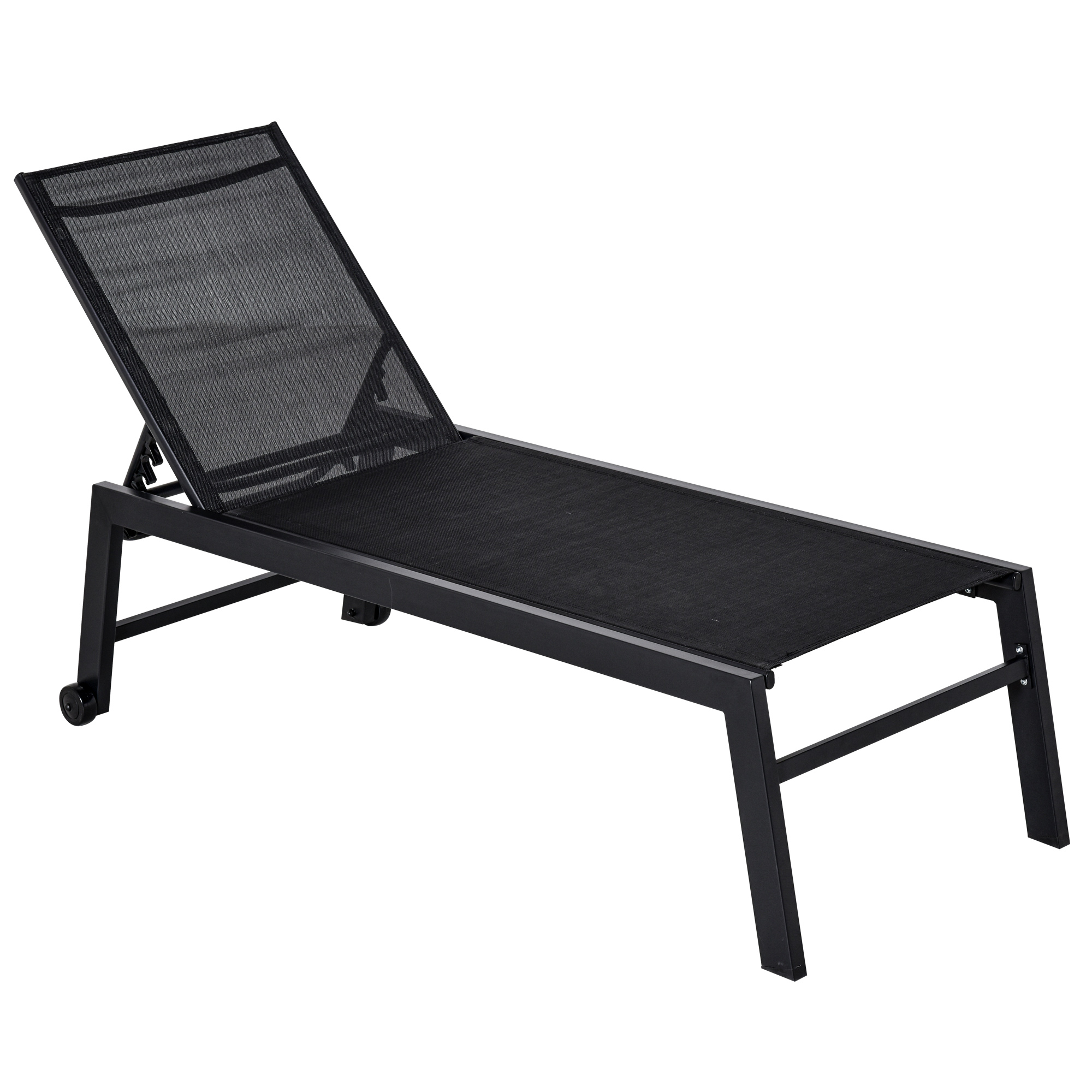 Outsunny Patio Chaise Lounge Chair with 5-Position Backrest, Black - image 1 of 9