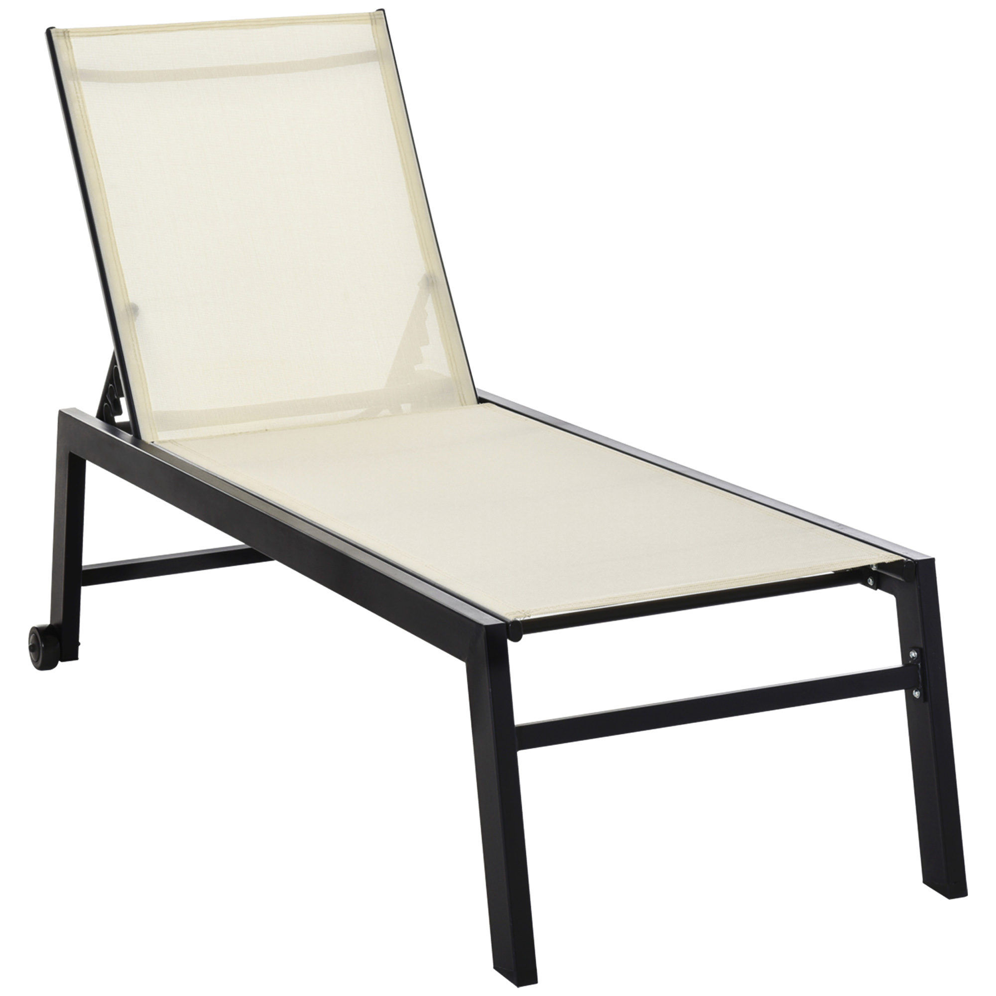 Outsunny Patio Chaise Lounge Chair with 5-Position Backrest, White - image 1 of 9