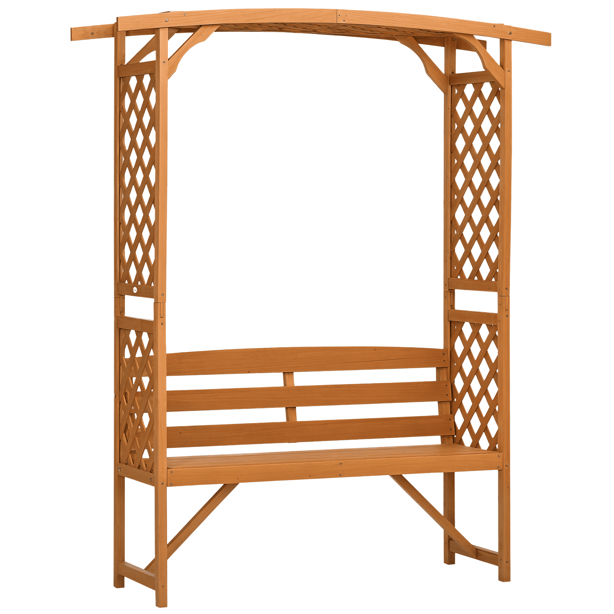Outsunny Patio Garden Bench Arbor Arch with Pergola and 2 Trellises, 3 ...