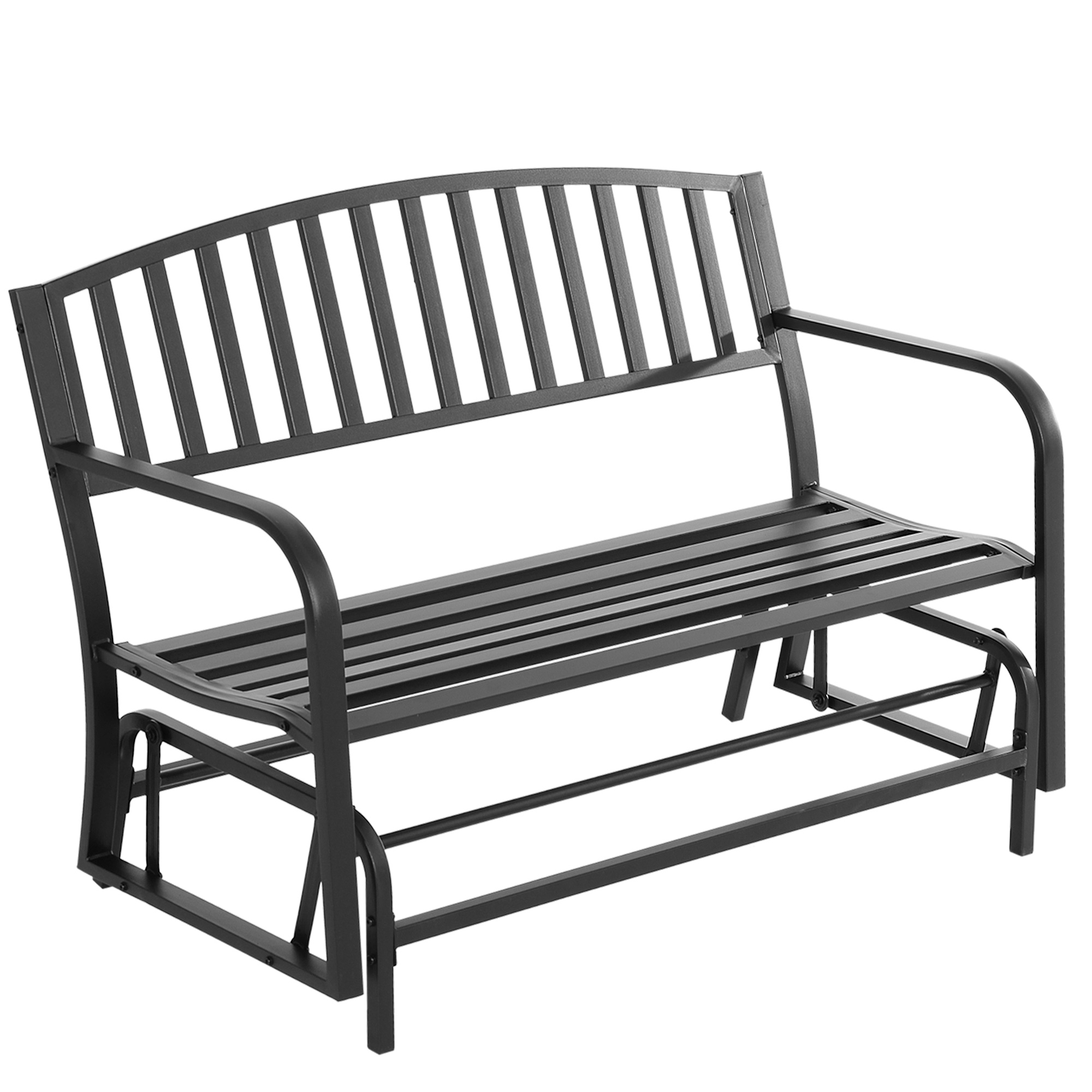 Outsunny Patio Glider Bench Outdoor Swing Rocking Chair Loveseat with Power Coated Sturdy Steel Frame, Black - image 1 of 9