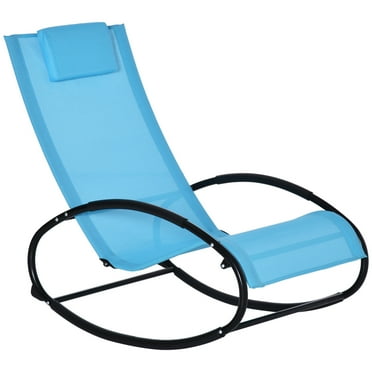 Outsunny Patio Lounger Rocking Chair w/ Zero Gravity Seat Pillow Armrest
