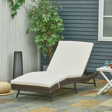 Outsunny Patio Rattan Lounge Chair, Cushioned, Adjustable Backrest, Brown
