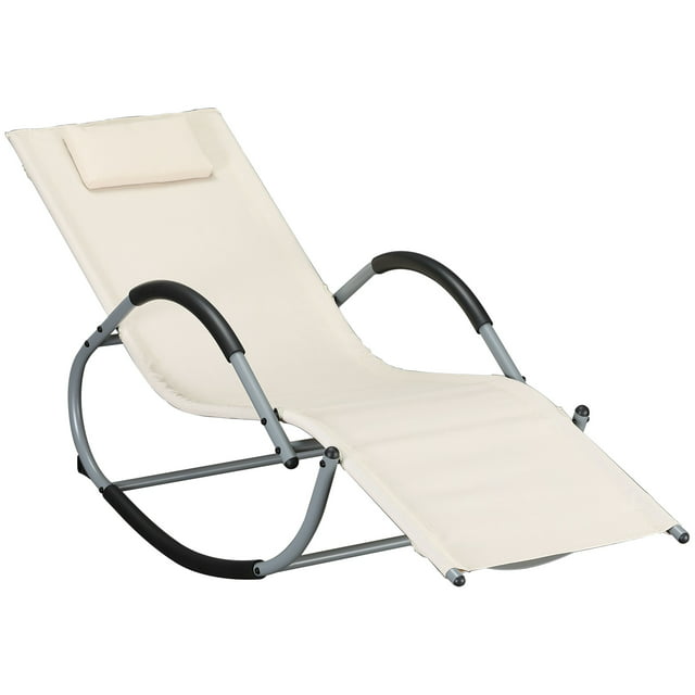 Outsunny Patio Rocking Chair, Weather Resistant w/ Pillow