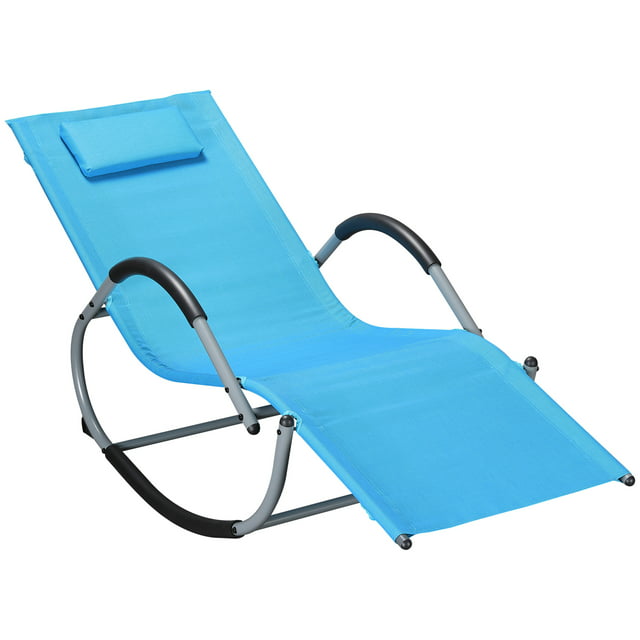 Outsunny Patio Rocking Chair, Weather Resistant w/ Pillow
