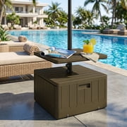 Outsunny Patio Umbrella Base with Table Tray, Heavy Duty Weighted Umbrella Stand with Wheels Handles, 176lbs with Stand Filling, Brown