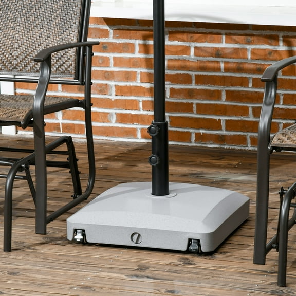 Outsunny Patio Umbrella Base with Wheels, Water or Sand Filled, Gray