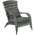 Outsunny Patio Wicker Adirondack Chair, Outdoor AllWeather Rattan Fire