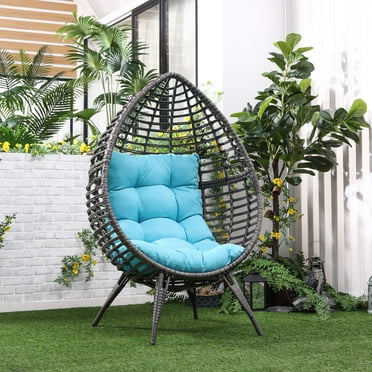 Outsunny Adult Egg Hanging Chair with Soft Cushion Teardrop Cuddle Seat, Grey
