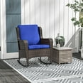 thumbnail image 1 of Outsunny Patio Wicker Rocking Chair, Outdoor PE Rattan Swing Chair w/ Soft Cushions for Garden, Patio, Lawn, Dark Blue, 1 of 9