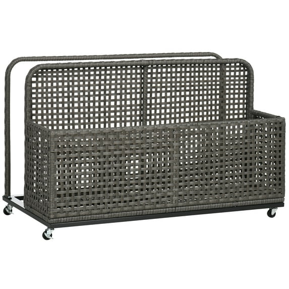 Outsunny Pool Float Storage with Wheels, Pool Caddy, Light Gray