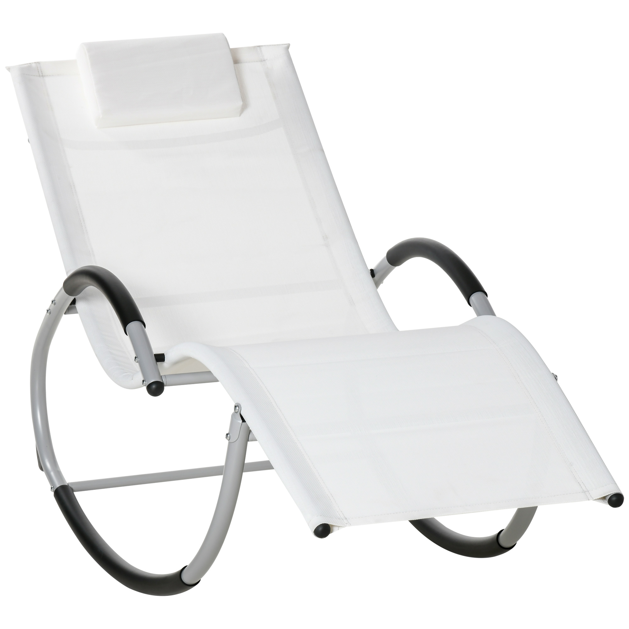 Outsunny Pool Lounge Outdoor Rocking Chair, Pillow, White - image 1 of 9