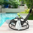 thumbnail image 1 of Outsunny Pool Lounger, Outdoor Rocking Lounge Chair for Sunbathing, Pool, Beach, Porch with Pillow & Cool Mesh, Sun Tanning Rocker, Black, 1 of 9