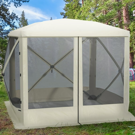 Outsunny 7’ x 7’ Beige Pop Up Outdoor Canopy, Portable Easy Set Up