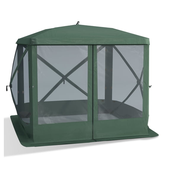 Outsunny Pop Up Gazebo Canopy Tent with Screen Shelter, 7x7FT Portable Outdoor Camping Party Tent with Carry Bag, Green Green + Polyester