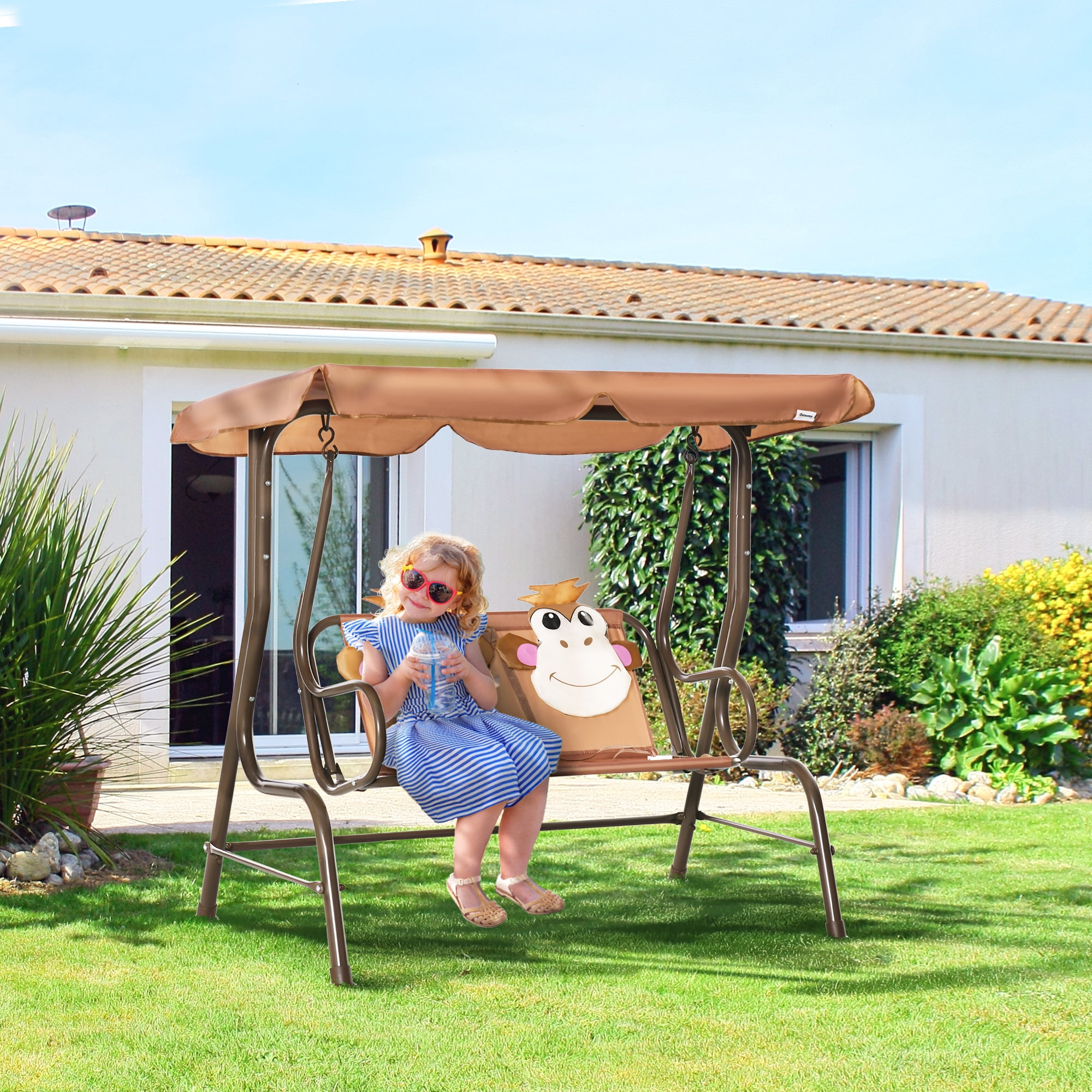 Kids canopy swing bench sale