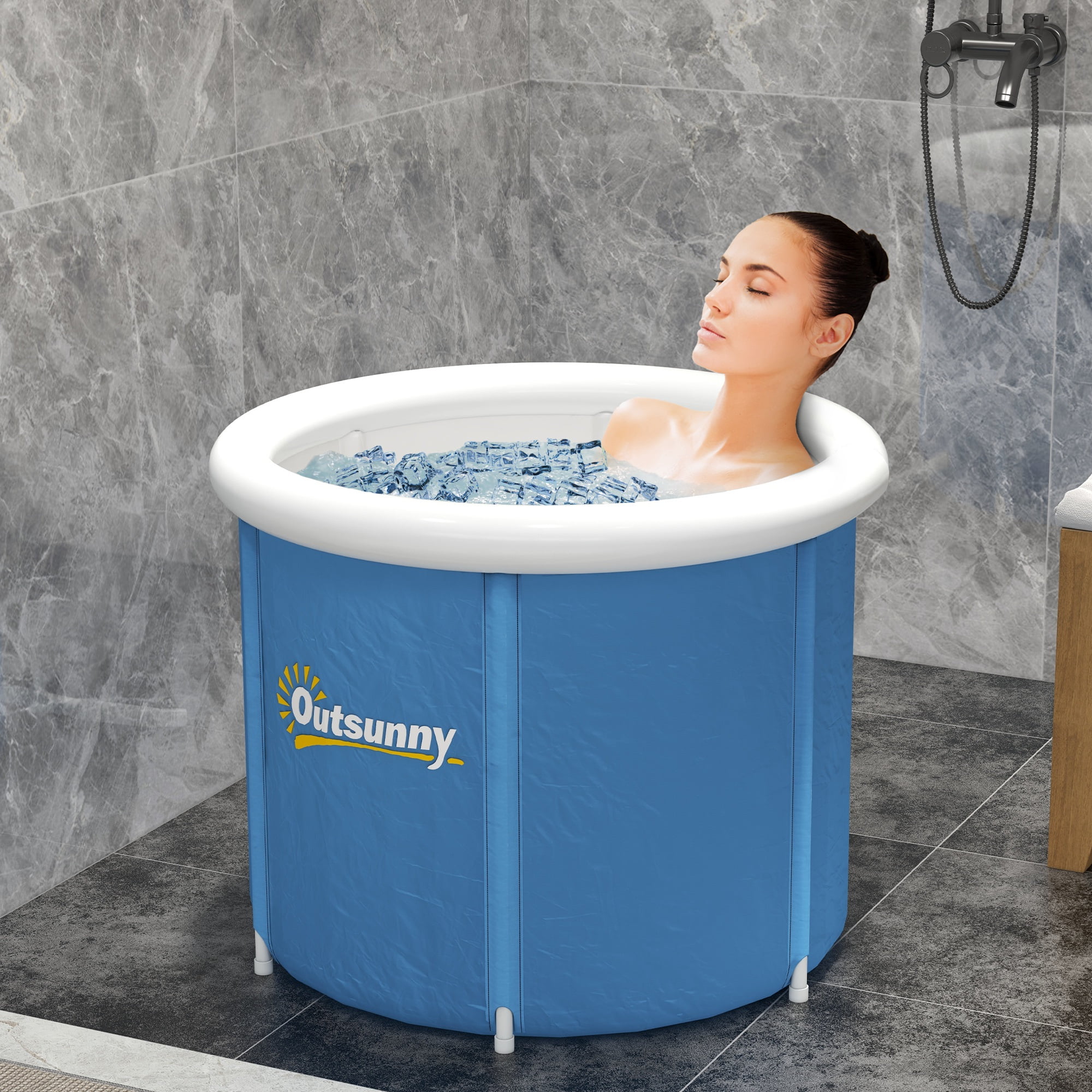 Portable Blue Inflatable Ice Bath Tub with Thermo Lid