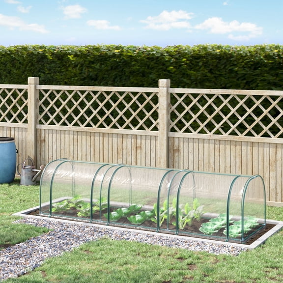 Outsunny Portable Tunneled Greenhouse with 3 Zippered Doors, PE Cover