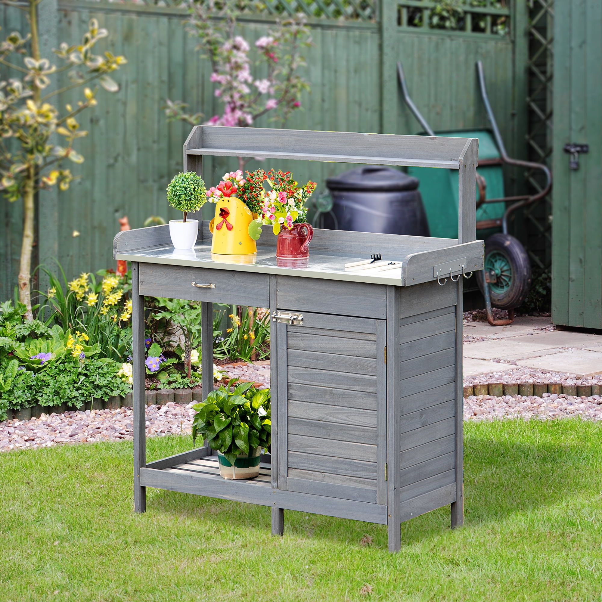 Large Outdoor All-Weather Commercial Flower Box Potting Bench [Made To Order] (SAK70249) main image 1