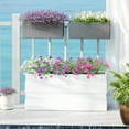 thumbnail image 1 of Outsunny Railing Planter Box (2 Pack, 20 Inch), Hanging Flower Pots with Hooks, Drainage Holes for Fence, Balcony, Garden, Patio, Rattan Look, Gray, 1 of 9