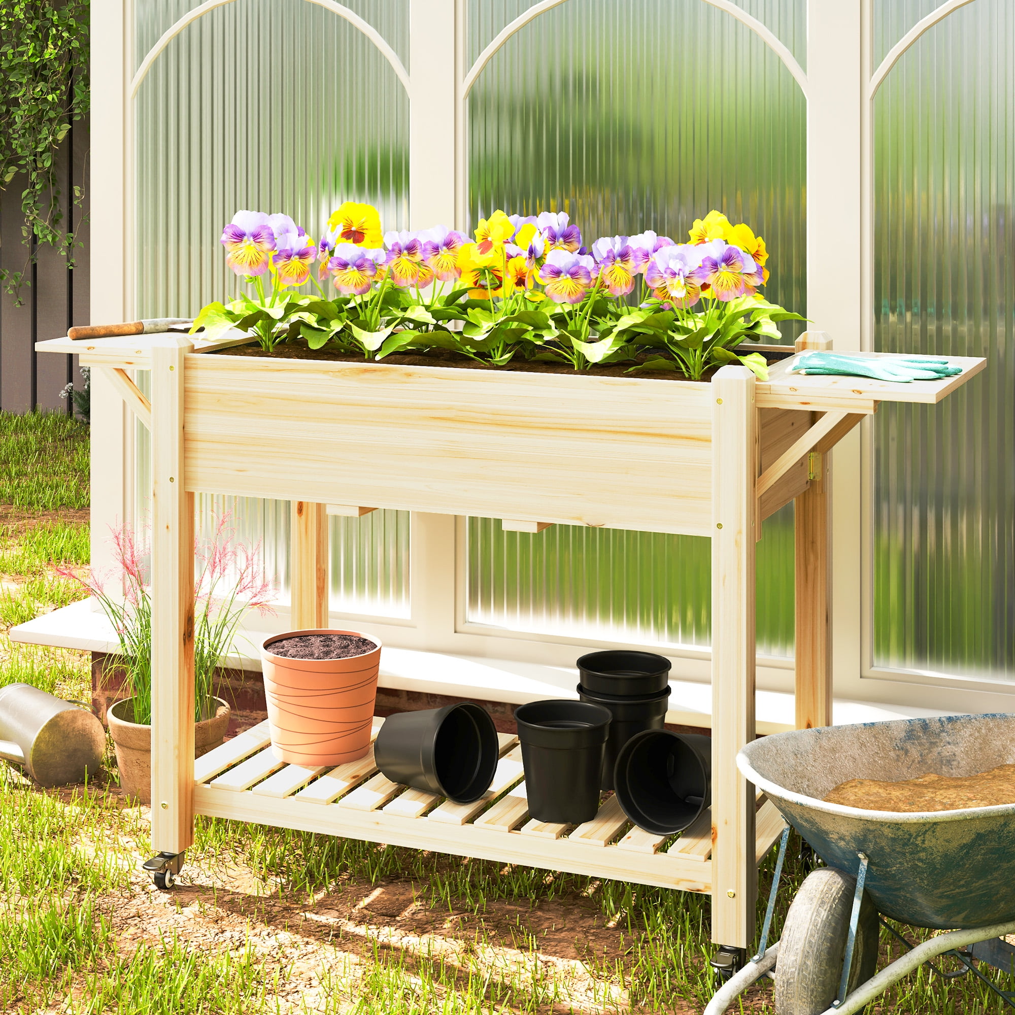 小物入れ Neighborhood garden bed Shelf Amazon.com : GHWIE Raised Garden Bed with Shelf,Elevated