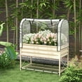 thumbnail image 1 of Outsunny Raised Garden Bed with Cover and Storage Shelf, Rectangular Metal Elevated Planter Box with Legs and Bed Liner, Cream, 1 of 9