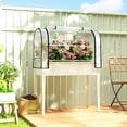 thumbnail image 1 of Outsunny Raised Garden Bed with Flip-Up Greenhouse Cover, Metal Elevated Garden Bed with Legs and Drainage Hole, White, 1 of 9