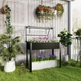 thumbnail image 1 of Outsunny Raised Garden Bed with Greenhouse Cover, Elevated Garden Box with Legs and Drainage Hole for Vegetables, Black, 1 of 9
