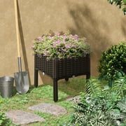 Outsunny Raised Garden Bed with Legs, Self-Watering Planter Box Raised Bed to Grow Flowers, Herbs & Vegetables, Brown