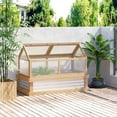 thumbnail image 1 of Outsunny Raised Garden Bed with Polycarbonate Greenhouse, Wooden Garden Cold Frame Greenhouse, Flower Planter Protection, 48" x 24" x 32", Natural, 1 of 10