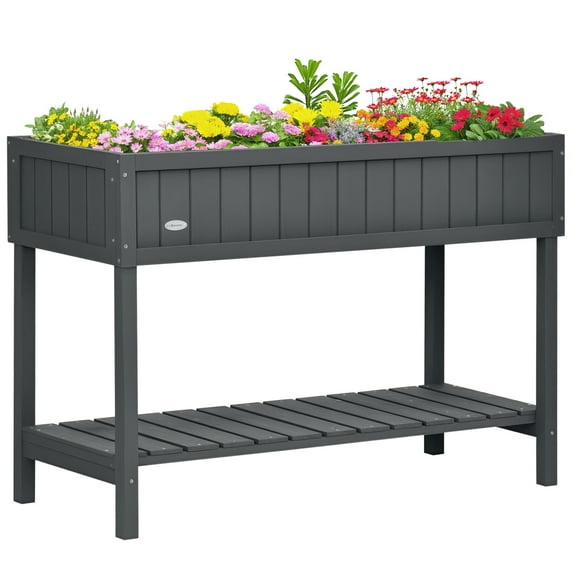 Outsunny Raised Wooden Garden Bed Grid Planter Stand with 8 Slots, Small Spaces