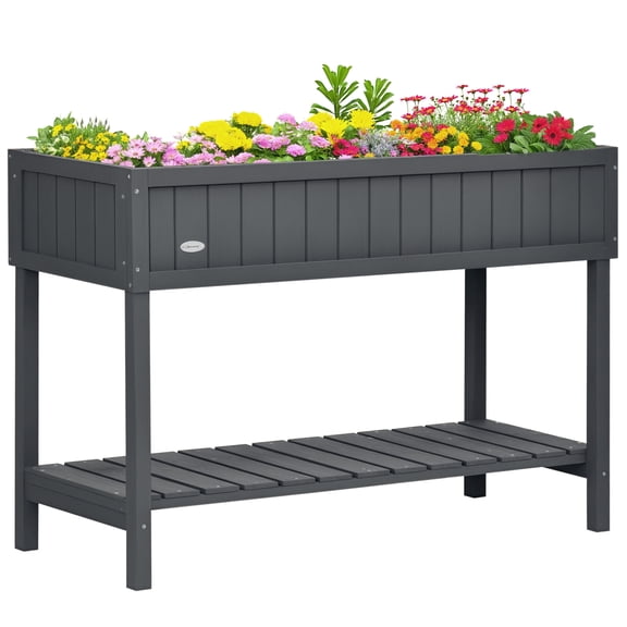 Outsunny Raised Wooden Garden Bed Grid Planter Stand with 8 Slots, Small Spaces