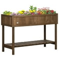 thumbnail image 1 of Outsunny Raised Wooden Garden Bed Grid Planter Stand with 8 Slots, Small Spaces, 1 of 8