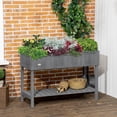 thumbnail image 1 of Outsunny Wooden Raised Garden Bed with 8 Slots, Elevated Planter Box Stand with Open Shelf, Dark Gray, 1 of 9