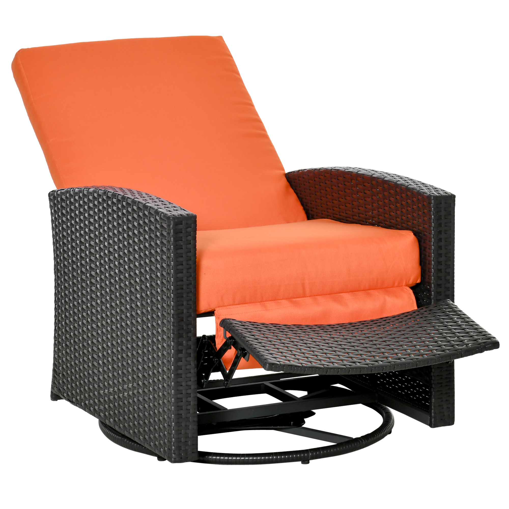 Outsunny Rattan Wicker Reclining Sofa Swivel Chair Cushioned for Outdoor - image 1 of 9