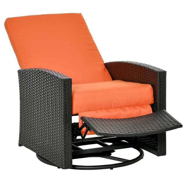 Outsunny Rattan Wicker Reclining Sofa Swivel Chair Cushioned for Outdoor