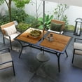 thumbnail image 1 of Outsunny Rectangle Outdoor Dining Table for 6 People, Faux Wood Rectangular Patio Table with Umbrella Hole, Steel Frame for Garden, Balcony, Brown, 1 of 9