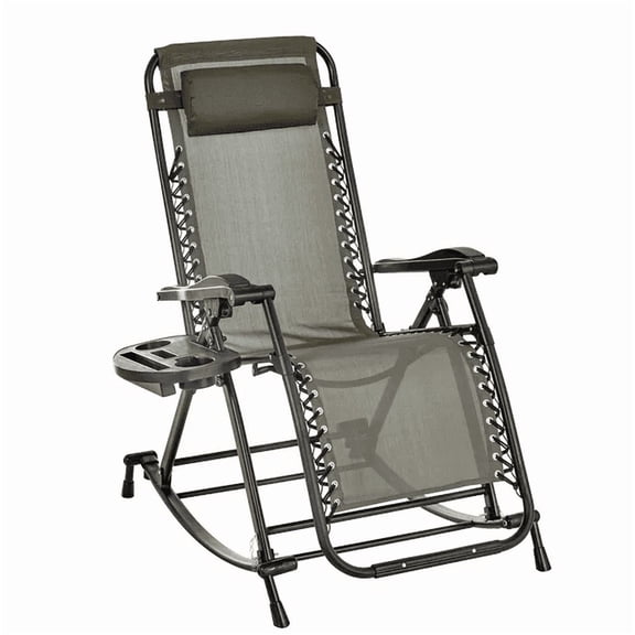 Outsunny Relaxation Redefined: Grey Zero Gravity Rocker with Headrest Tray & Phone Holder