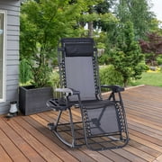 Outsunny Rocking Anti Gravity Lounge Chair, Folding, Black