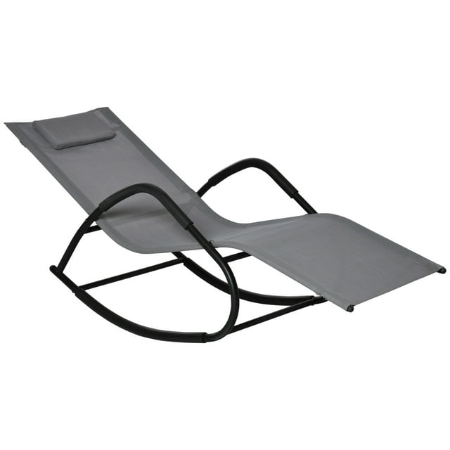 Outsunny Rocking Chair for Sunbathing, Lawn, Garden or Pool, Gray