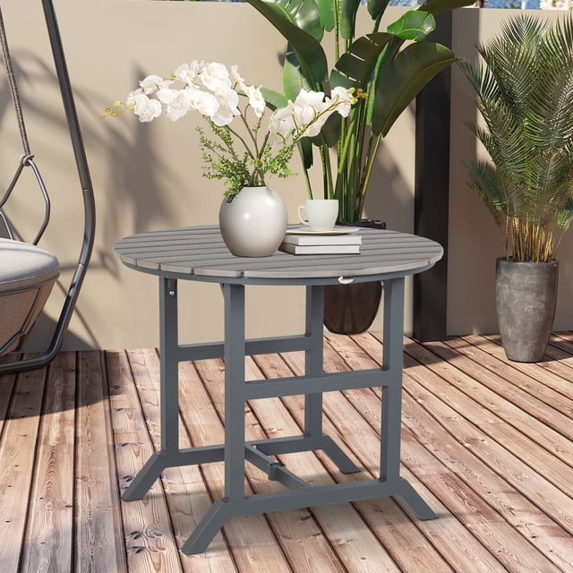 Outsunny Outdoor Metal Round Patio Table with Umbrella Hole, Aluminum ...