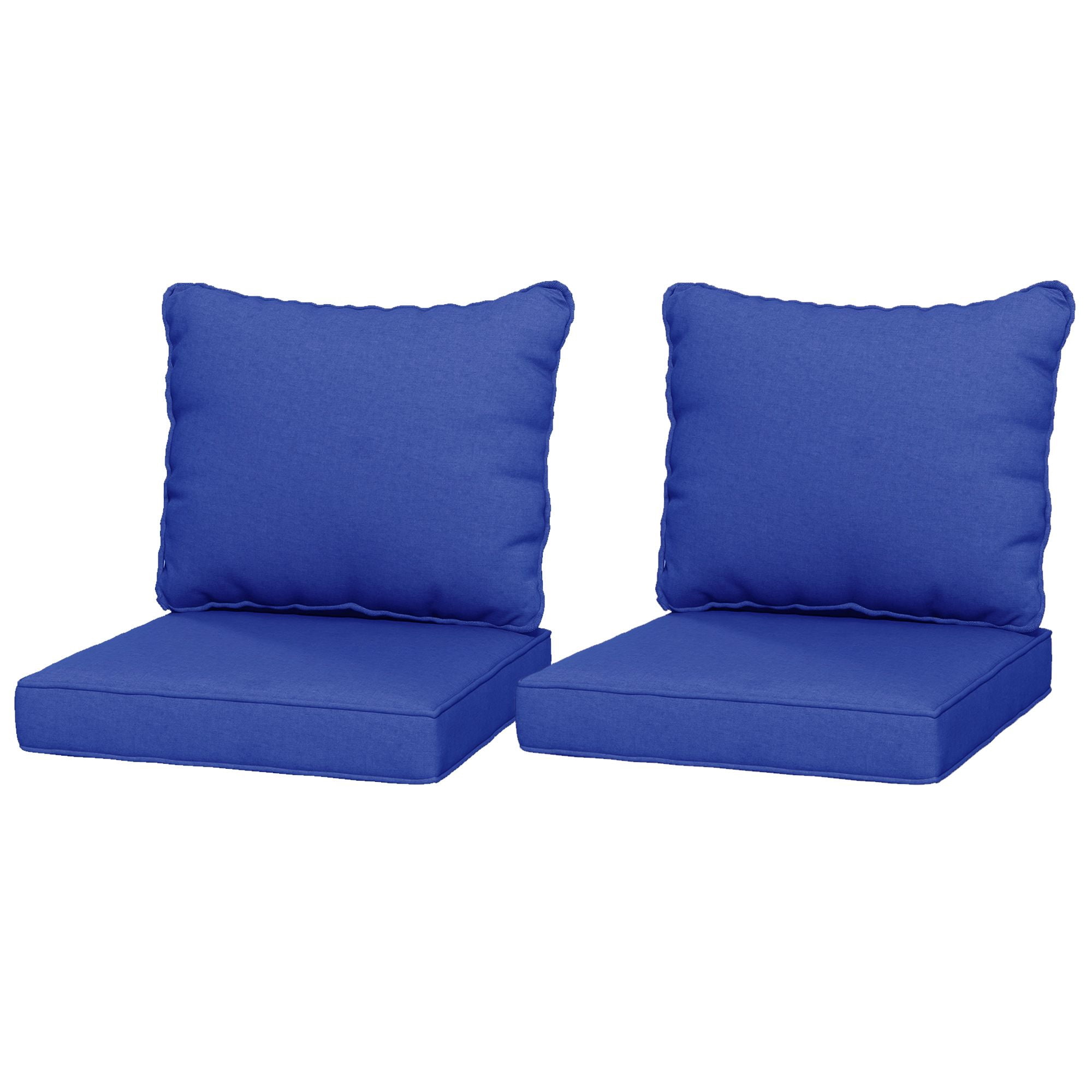 Outsunny Set of 2 Patio Chair Cushions with Seat & Backrest, Navy Blue Fade-Resistant Yarn-Dyed Fabric Replacement Cushions for Garden, Poolside, and Outdoor Lounge Chairs