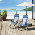 thumbnail image 1 of Outsunny Set of 2 Folding Patio Chairs, Camping Chairs with Adjustable Sling Back, Removable Headrest, Armrest for Garden, Backyard, Lawn, Blue, 1 of 9
