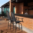 thumbnail image 1 of Outsunny Set of 2 Outdoor Swivel Bar Stools with Armrests, Bar Height Patio Chairs with Steel Frame for Balcony, Poolside, Backyard, Black, 1 of 9
