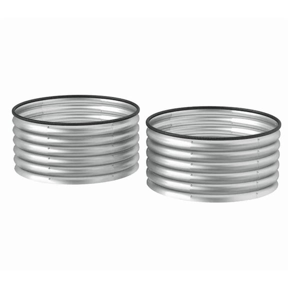Outsunny Set of 2 Raised Garden Bed Metal Planter Box with Safety Edging Easy-to-assemble Stock Tank 3x3x1.4 Silver