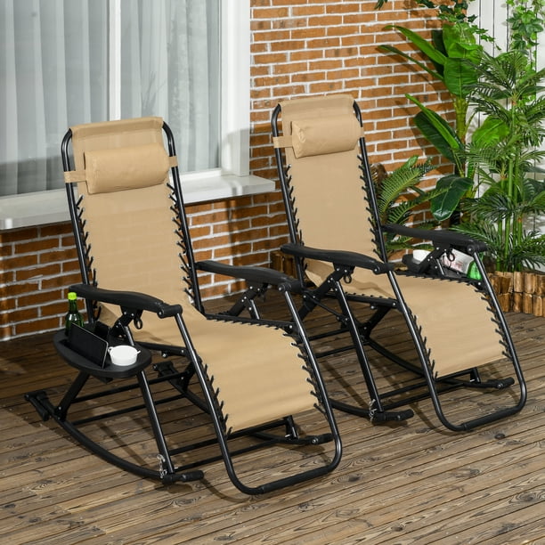 Outsunny Set of Rocking Zero Gravity Lounge Chairs, Folding