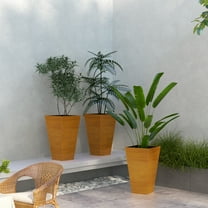 Outsunny Set of 3 Tall Outdoor Planters w/ Drainage Holes Light Brown