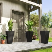 Outsunny Set of 3 Tall Planters with Drainage Hole, 28" Outdoor Flower Plant Pots, Indoor Planters for Porch Patio and Deck, Black
