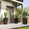 thumbnail image 1 of Outsunny Set of 3 Tall Planters, 24" Rattan-Style Outdoor Flower Pots with Drainage Hole and Plug, PP Plastic Plant Pots for Indoor Outdoor Use, Brown, 1 of 10